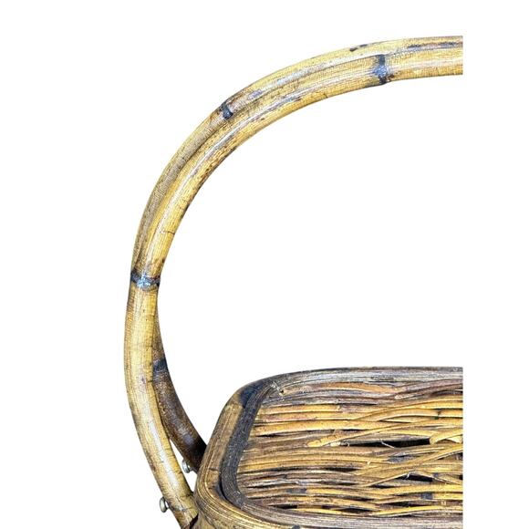 Wicker Picnic Basket Double Handles Bombay Style Vintage - Picture 6 of 16